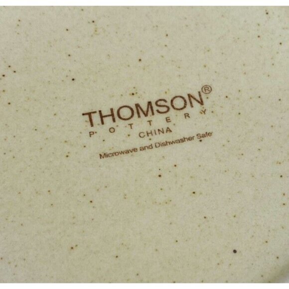 Thomson Pottery Green Swirl Speckle Brown Stoneware Salad Plate Set of 4 - Picture 10 of 16